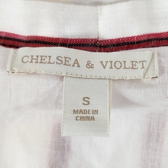 Chelsea & Violet Womens S Boho Maxi Summer Chic Dress Button Up White Red Stripe - Picture 6 of 12